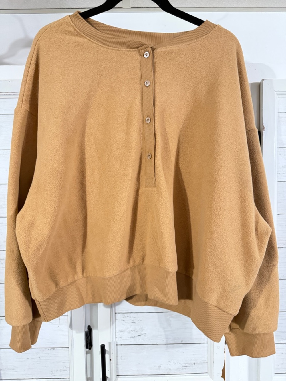 Old Navy Tan Fleece Henley Pullover Sweatshirt 2X